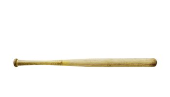 Old baseball bat on white background