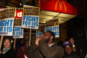 Home care workers rally in front of downtown Brooklyn...