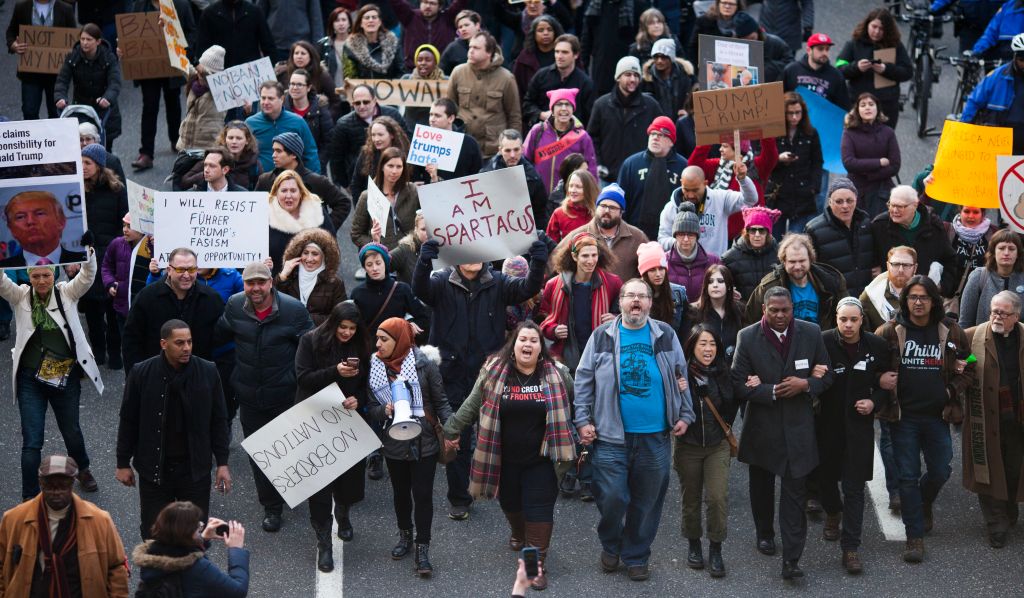 Protestors Rally At Philadelphia Airport Against Muslim Immigration Ban