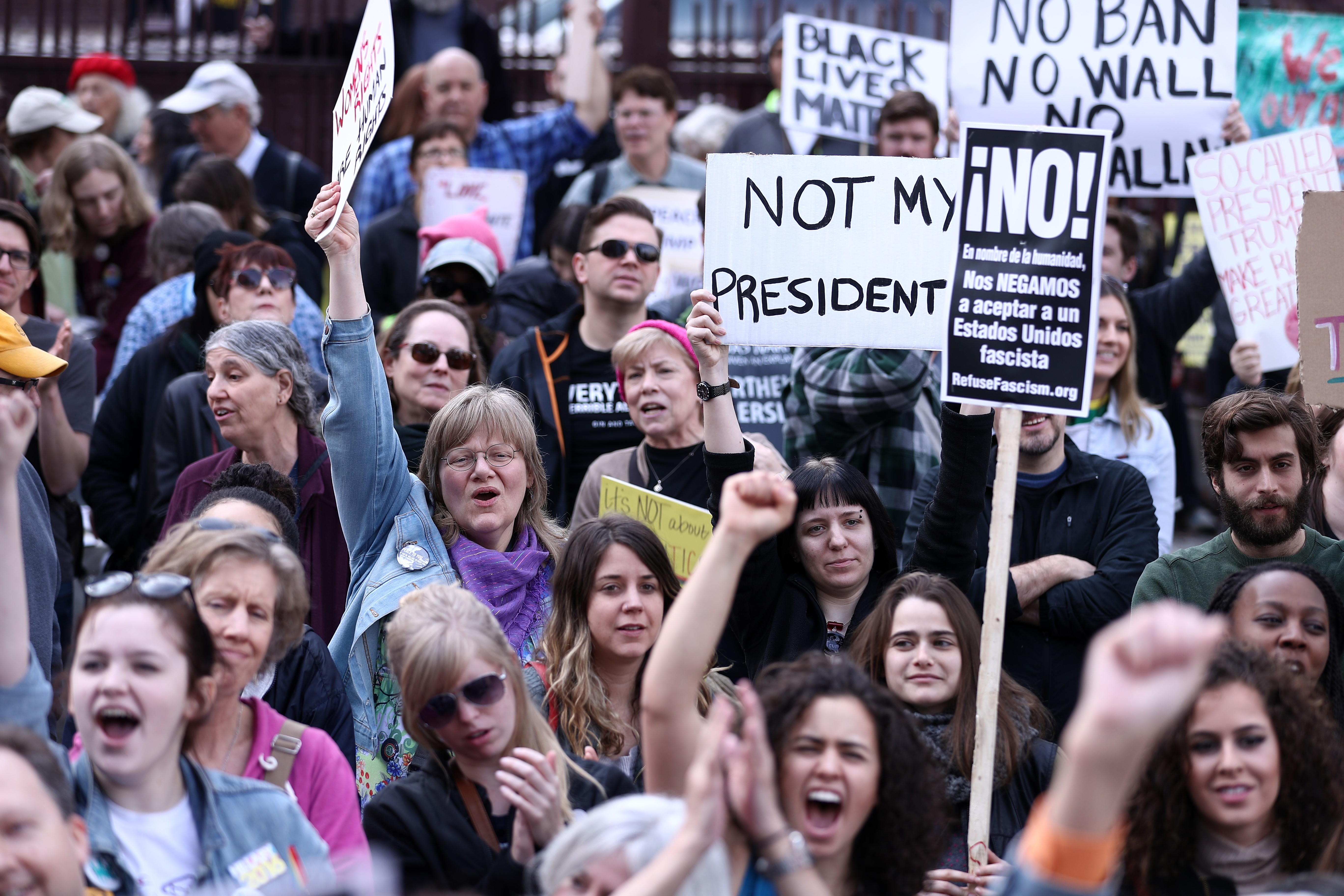 Protestors Hold 'Not My President's Day' Rally At Trump Tower In Chicago