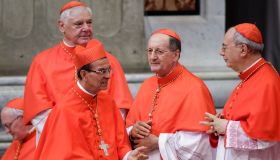 New Cardinal Gregorio Rosa Chávez greets by other Cardinals...