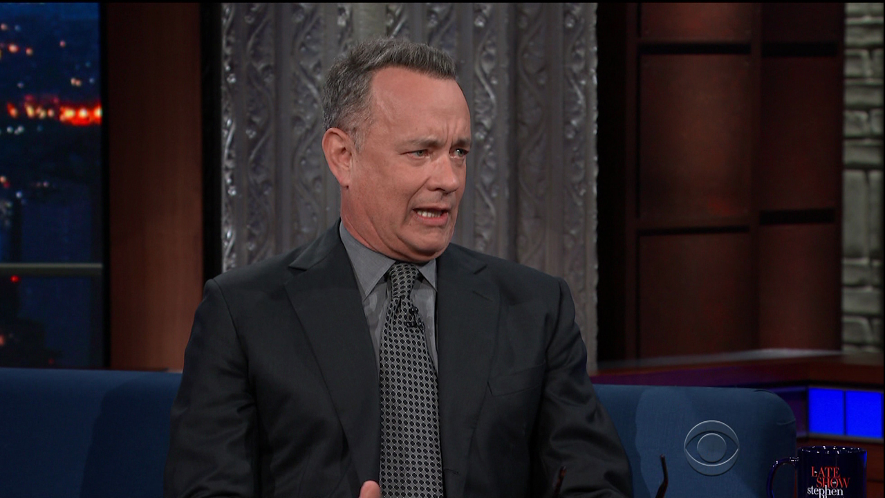 Tom Hanks during an appearance on CBS' 'The Late Show with Stephen Colbert.'