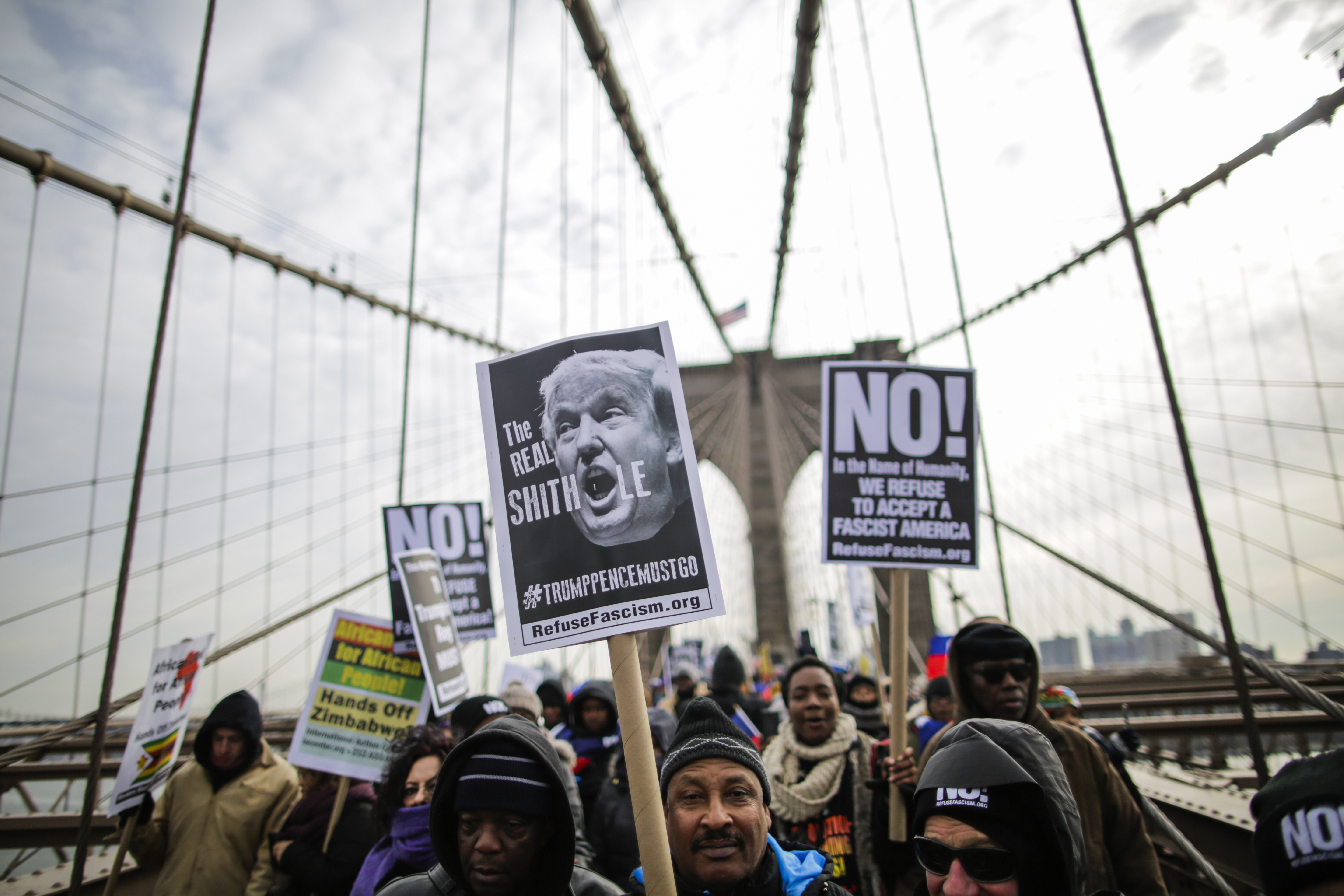 People Protest against U.S. President Trump's recent statements and words about immigration