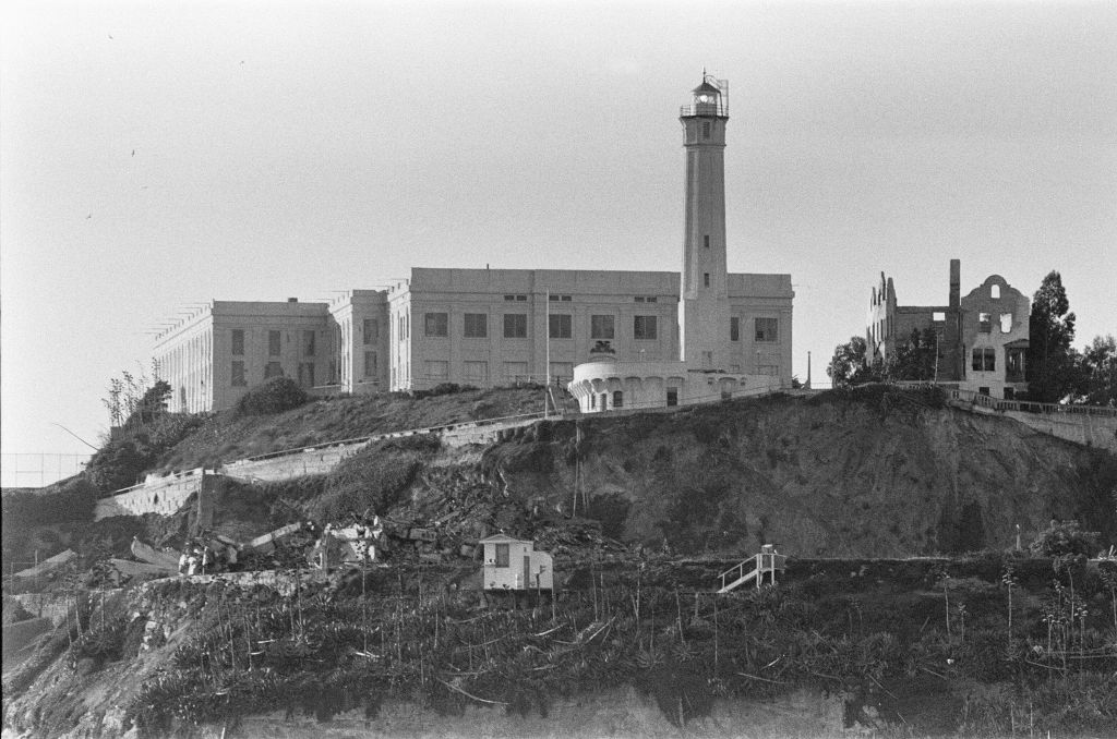 Alcatraz Island and prison in San Francisco Bay. September 1979