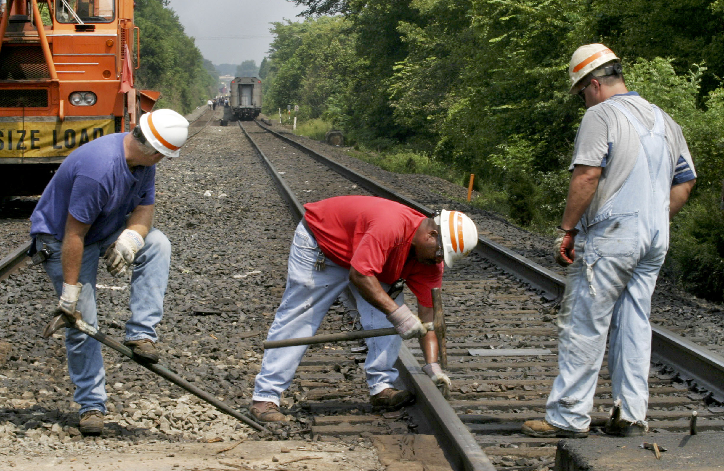 A northbound passenger train collided with a dump truck near