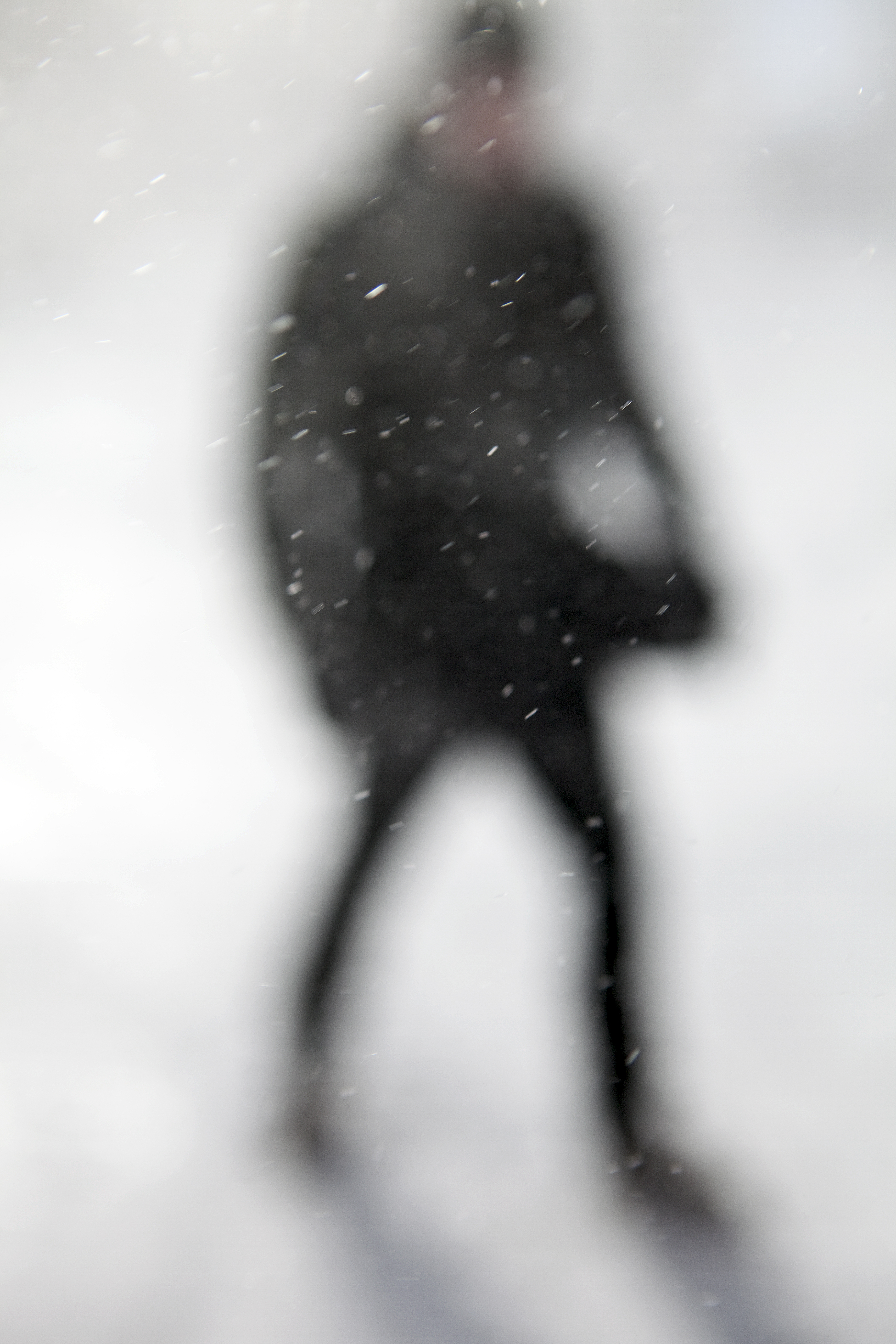 Silhouette in snowstorm