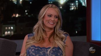 Stormy Daniels during an appearance on ABC's Jimmy Kimmel Live!'