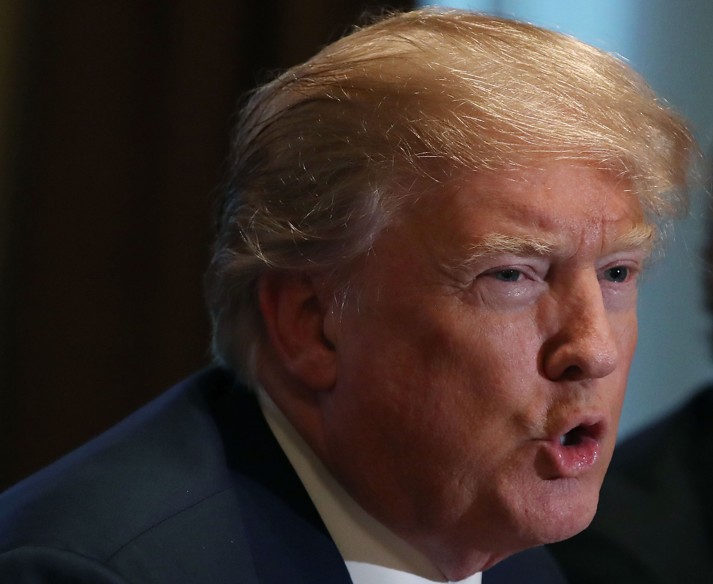 President Trump Gets Briefed By Senior Military Leadership At White House