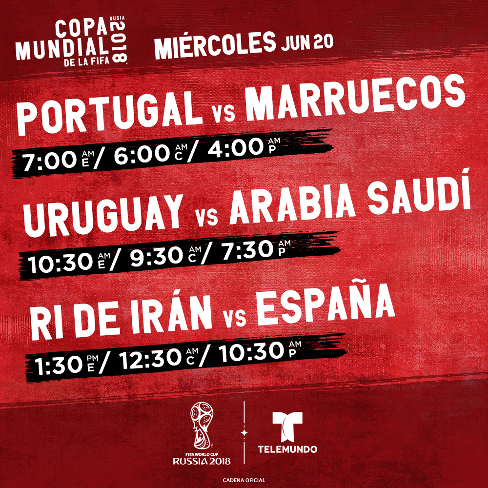 Horario de la Copa Mundial Miercoles 20 de junio - Telemundo Indy