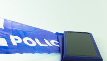 smart phone in Police Line - Crime Scene
