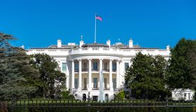 White House on deep blue sky background in Washington DC, USA.