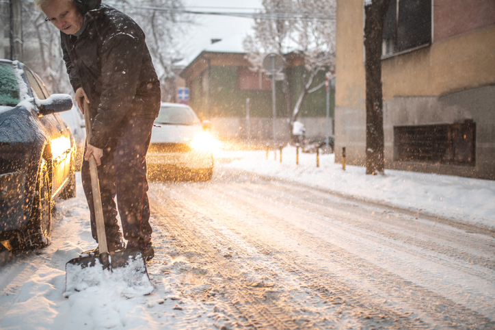 Shoveling the driveway