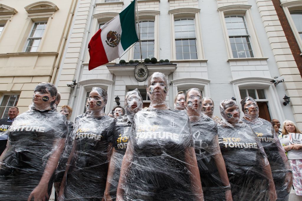 Amnesty International staged a protest against torture in Mexico