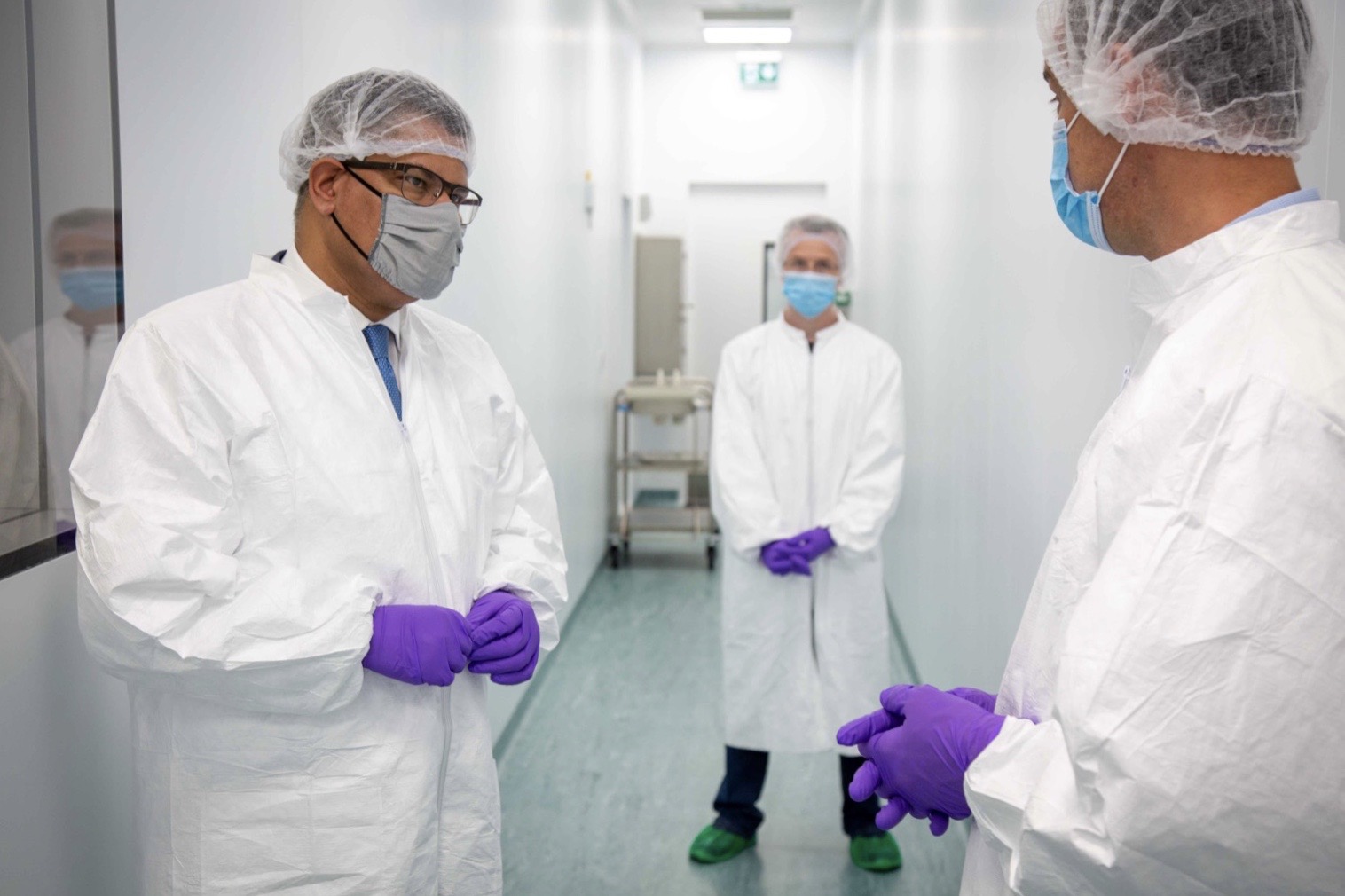 UK Business Secretary Alok Sharma on a visit to Valneva’s facility in West Lothian