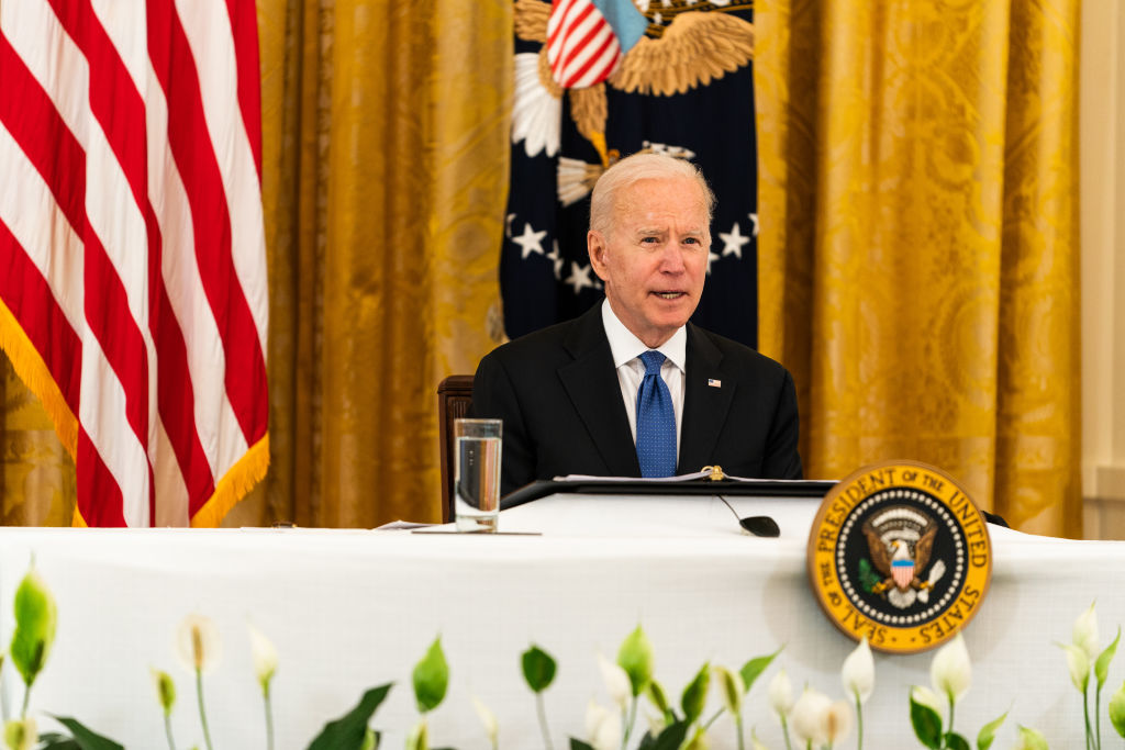 President Joe Biden speaks during a Cabinet Meeting