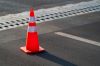 Traffic cone,an image of cautions on asphalt road