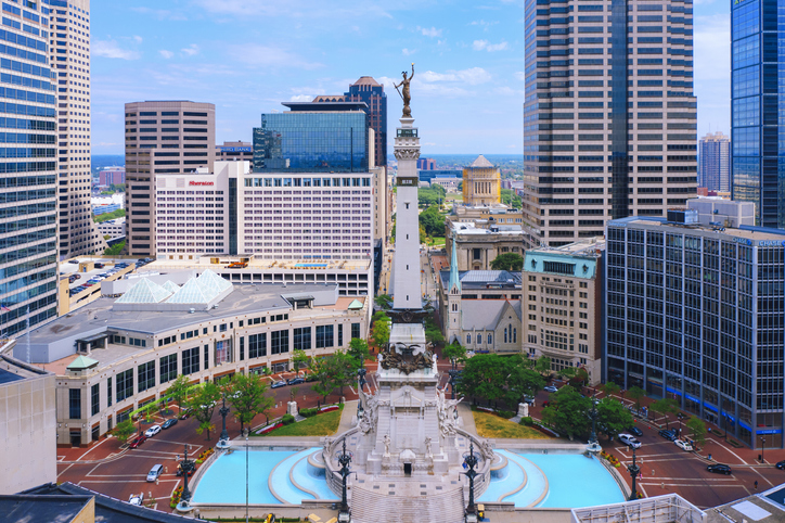 Aerial view of Indianapolis downtown Indiana