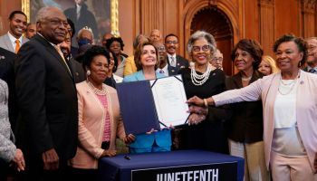 Speaker Pelosi Holds Bill Enrollment Event For Juneteenth National Independence Day Act