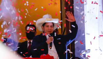Newly Elected President Pedro Castillo Celebrates Victory After Runoff