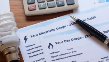 Close-up of Gas and Electric bills.