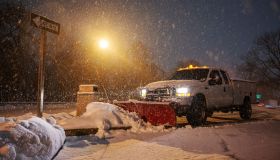 DALE CITY, VA - JANUARY 07: A snow plow is seen at a rest stop