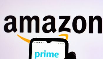 In this photo illustration, the logo of Amazon Prime is seen...