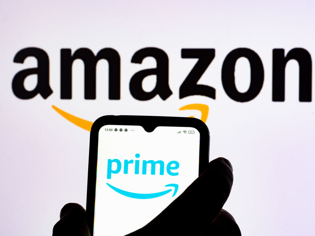 In this photo illustration, the logo of Amazon Prime is seen...