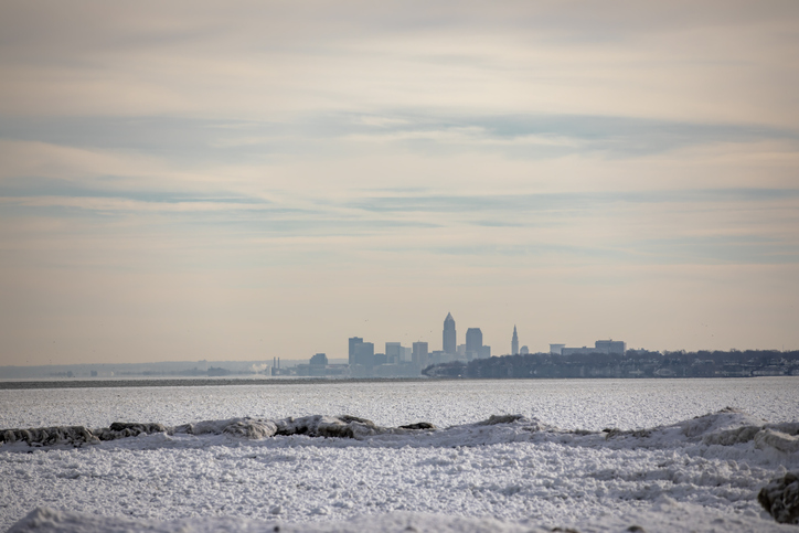 Cleveland through Frozen Lake Erie