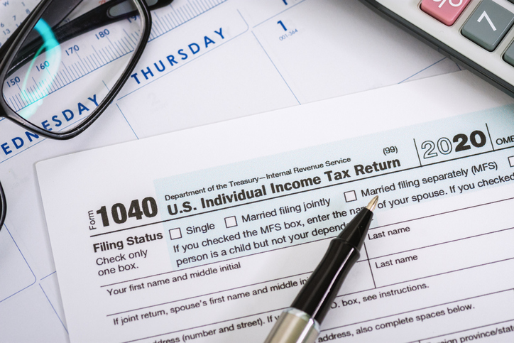 Close Up of Tax Form 1040
