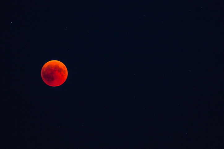 Scenic View Of Blood Moon Against Sky At Night