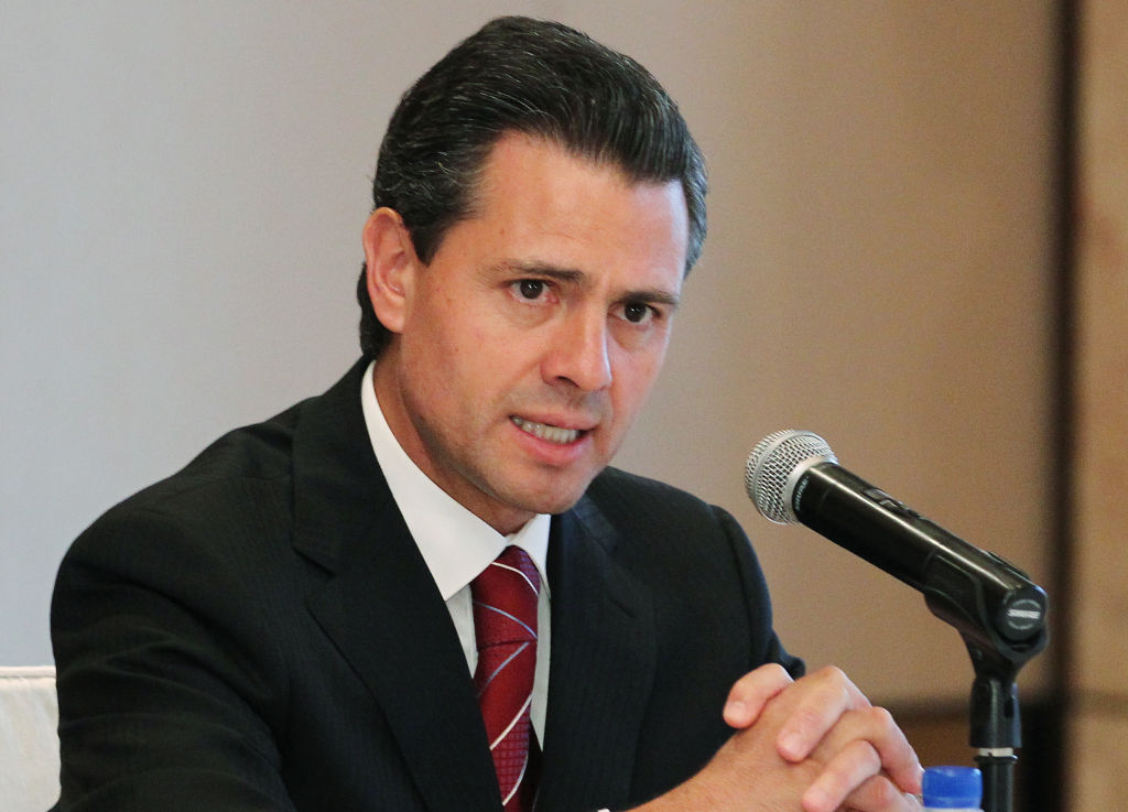 Mexican President Enrique Pena Nieto attends a tea meeting at Four Seasons Hotel in Central. 05APR13