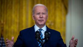 President Biden delivers remarks in the wake of Russias invasion of Ukraine, in an East Room address at the White House, on February 24 in Washington, DC.