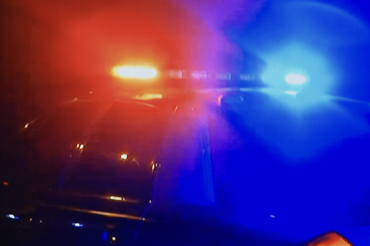 Police patrol lights on car roof