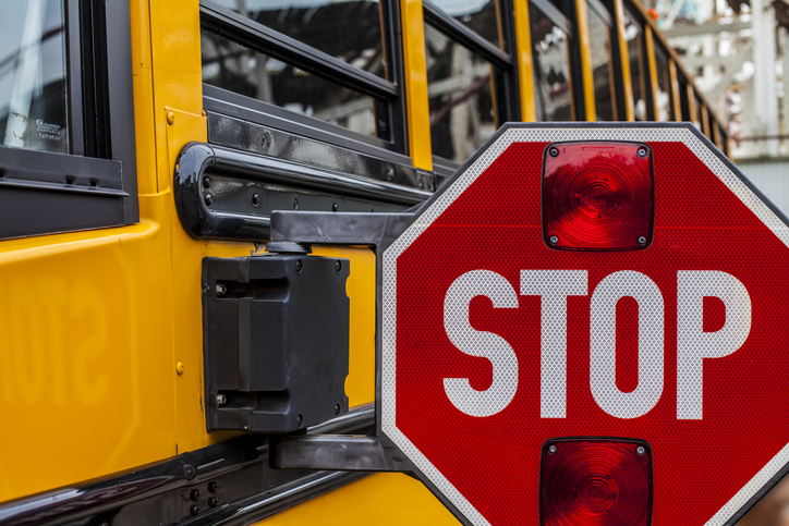 Stop sign of a school bus