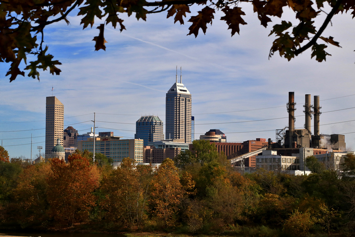 Indianapolis skyline in the autumn season