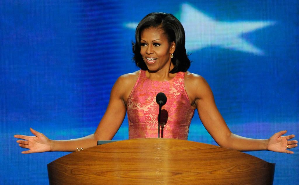 (Charlotte, NC) First Lady Michelle Obama speaks during the Democratic National Convention at TIme Warner Cable Arena in Charlotte, North Carolina on Tuesday, September 04, 2012. Staff photo by Christopher Evans