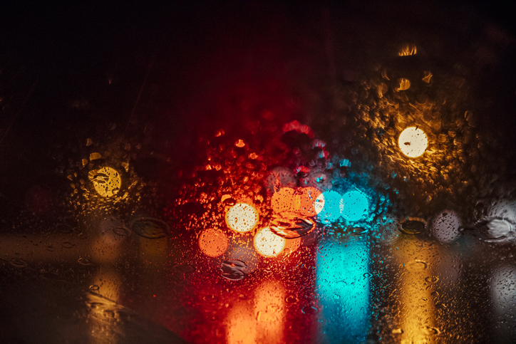 Driving in a rain storm at night