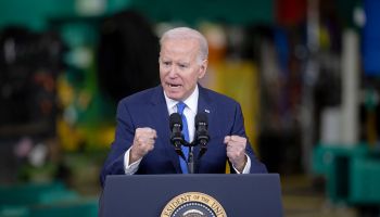 President Joe Biden on "Investing in America" tour in Fridley, Minnesota, April 2023