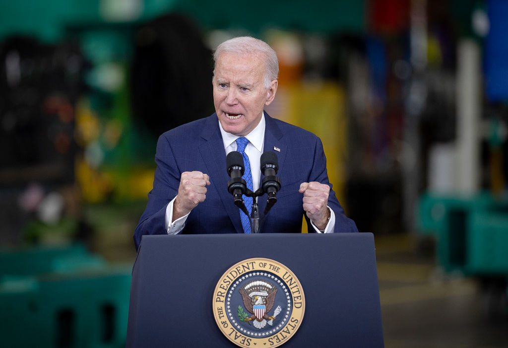 President Joe Biden on "Investing in America" tour in Fridley, Minnesota, April 2023