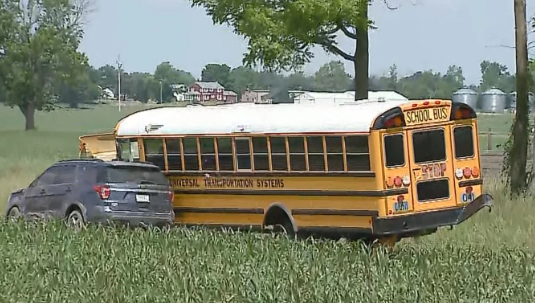 Stolen School Bus Ends up in Field