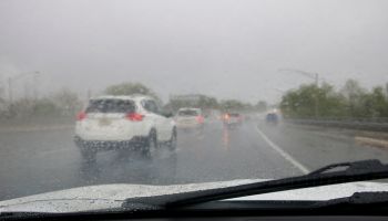 Rainy day driving on highway