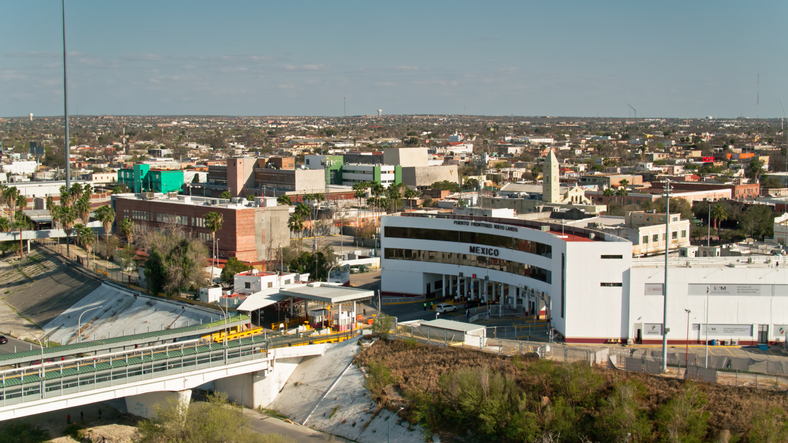 Aerial View of Mexico Border from Laredo, Texas