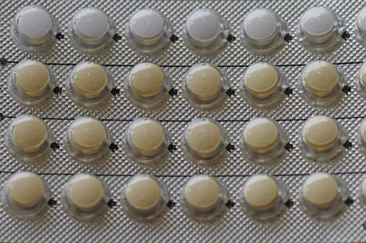 Close-up of Contraceptive pills in blister pack