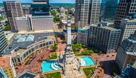 Aerial View of Indianapolis Indiana Soldiers and Sailors Monument Circle