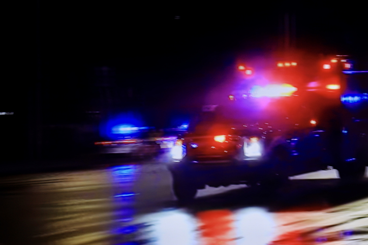 High speed pursuit - flashing lights on an ambulance
