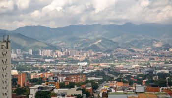 View over the valley of the city Medellin with mountains in background Colombia