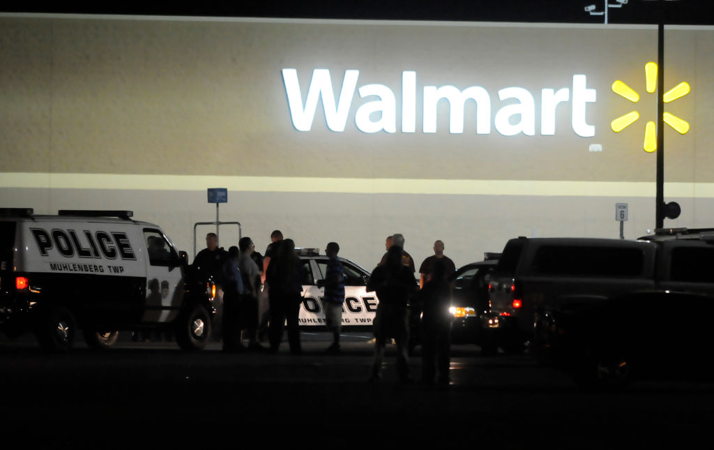 Police investigate a bomb threat at the Wal-Mart in Muhlenberg Township. Photo by Jeremy Drey 8/6/2012