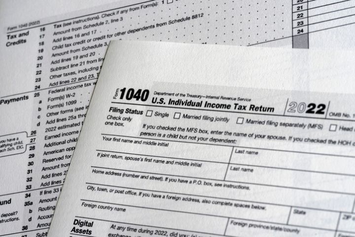 IRS form 1040 still life background