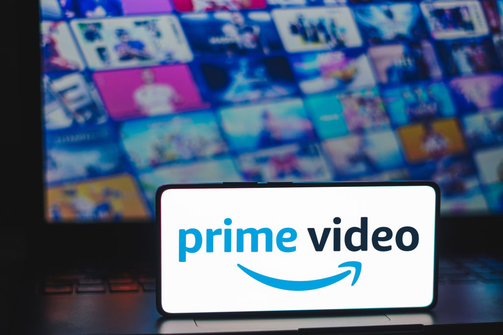 In this photo illustration, the Amazon Prime Video logo is...