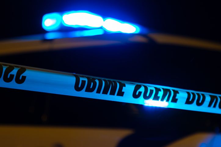 Police lights at crime scene